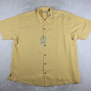Tommy Bahama Royal Bermuda Camp Shirt‎ Men's 2XL Yellow 100% Silk Casual NWT